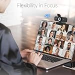 Full HD Webcam with Built-in Microphone and Rotatable Tripod, 1080P Video and Wide Angle Camera, Privacy Cover, for Desktop PC Laptop Computer Black