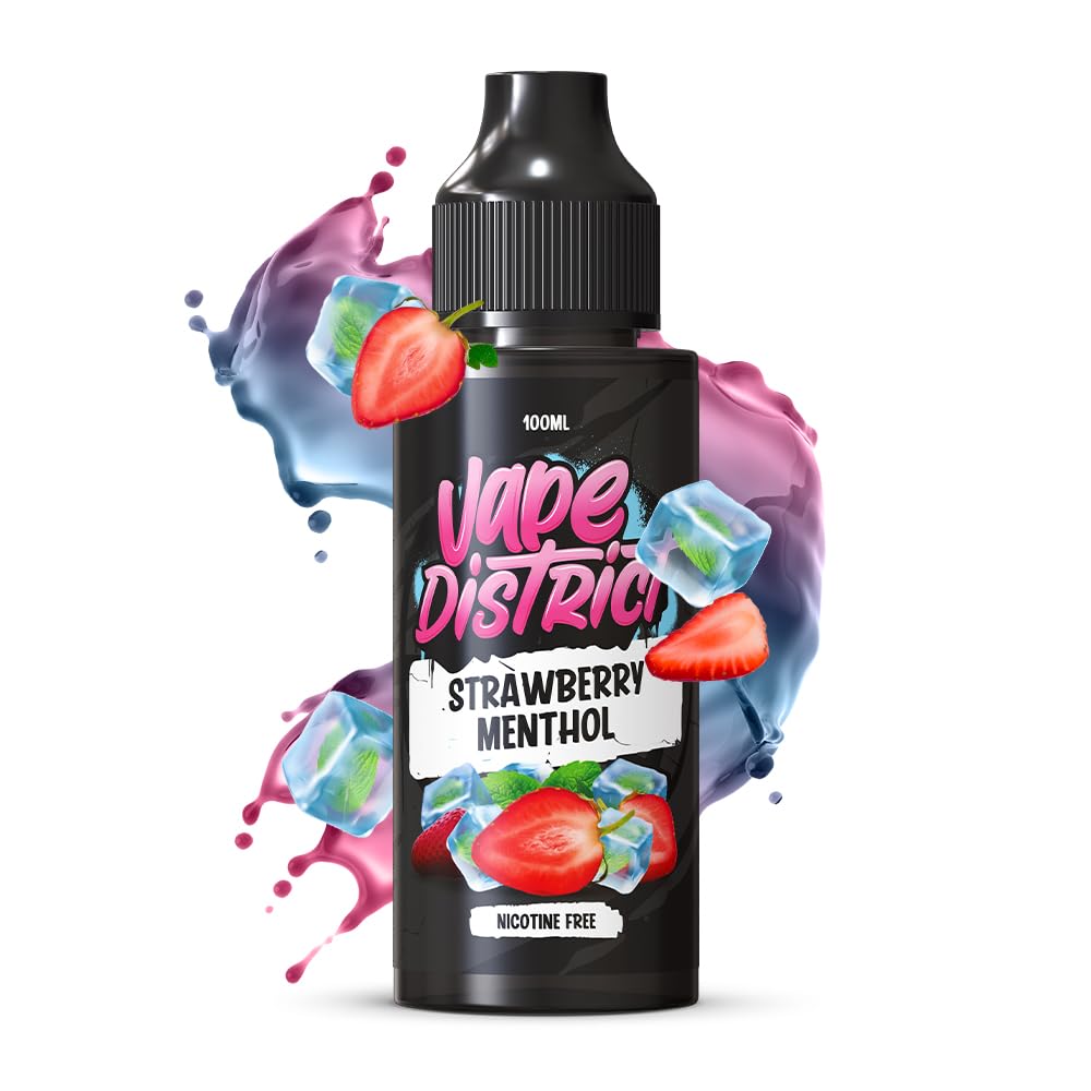 Vape District Vape Liquid 100ml Strawberry Menthol Ecig Juice E Liquid  Nicotine Free 70VG/30PG E Cigarette Sub Ohm Flavoured E Juice Short Fill:  Amazon.co.uk: Electronics & Photo