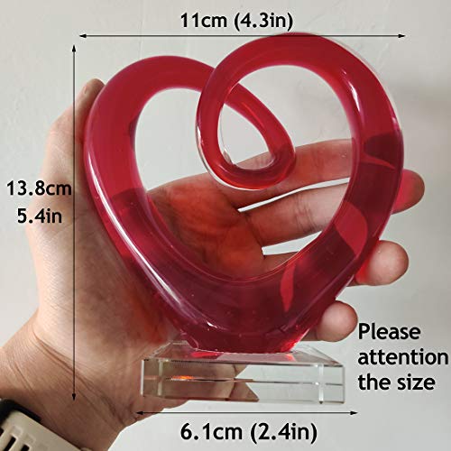 Escultura de cristal rojo en forma de corazón 5.4 pulgadas miniatura 2