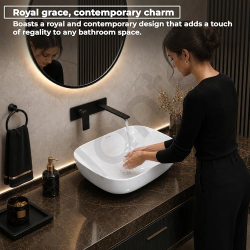 Image of Plantex Ceramic Wash Basin /Basin for Bathroom /Tabletop Wash Basin /Bathroom Basin (Crystal, White)