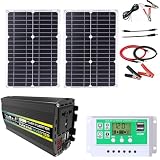 Solar Panel Kit 3000W/4000W 12V to 110V/220V Inverter with 50A Controller and 50W Foldable Solar Panel for Home Grid System and Solar Generator