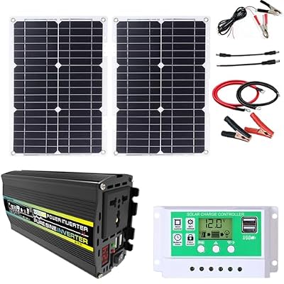 Solar Panel Kit 3000W/4000W 12V to 110V/220V Inverter with 50A Controller and 50W Foldable Solar Panel for Home Grid System and Solar Generator