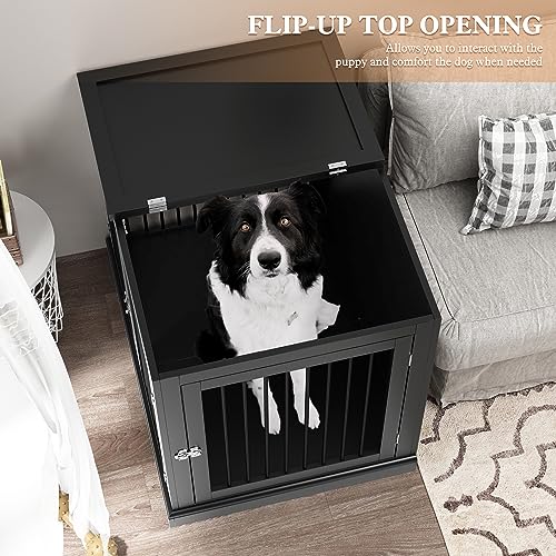 Large-Dog-Crate-Furniture-Wooden-Dog-Kennel-with-Cushion-Dog-Crate-End-Table-Large-Indoor-Dog-Kennel-Modern-Decorative-Dog-Crates-with-Flip-Top-Chew-Proof-Metal-Bars-Black Large Dog Crate Furniture Wooden Dog Kennel with Cushion Dog Crate End Table Large Indoor Dog Kennel Modern Decorative Dog Crates with Flip Top Chew Proof Metal Bars Black
