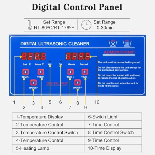 Profesjonalny ultradźwiękowy środek do czyszczenia biżuterii z cyfrowym timerem i podgrzewaczem, stal nierdzewna do okularów, zegarków, protez i innych – wydajna, kompaktowa konstrukcja