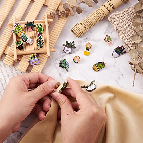 Image of Cheriswelry 20Pcs Potted Plant Theme Enamel Pins Set Potted Cactus Flower Enamel Lapel Pins Plant Theme Brooch Pins 13-28.5mm for Clothes Jacket Bags Backpack Hats Decoration