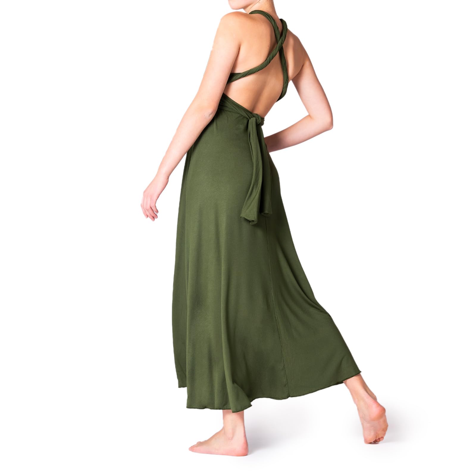 PANASIAM Abito Maxi Infinity KOVA - Abito da Sera da Donna, Abito Lungo da Ballo, Abito a Portafoglio con Collo Alto, Senza Schienale - Festa Festival