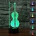 Produktbild Jinson well 3D geige gitarre Lampe optische Illusion Nachtlicht, 7 Farbwechsel Touch Switch Tisch Schreibtisch Dekoration Lampen mit Acryl USB Spielzeug
