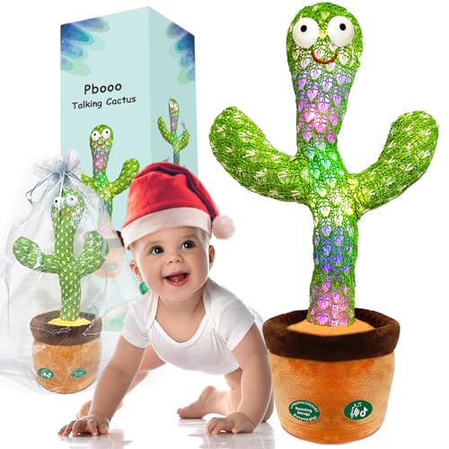Image of Pbooo [Update Volume Adjustable Dancing Cactus Mimicking Toy, Talking Repeat Singing Cactus Toy 120 Pcs Songs for Baby 16s Record Your Sound with Led Light