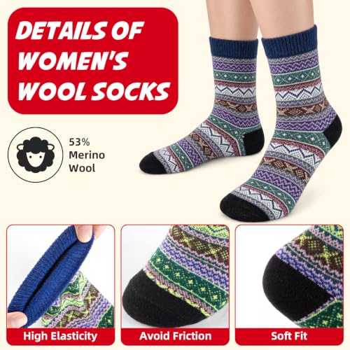 AMZBOSS Stocking Stuffers Gifts for Women Fuzzy Socks for Women Wool, A - image 4