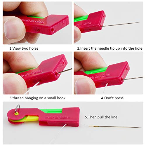 image for HongyiTime 2 Pieces Needle Threaders and 60-Count Assorted Hand Sewing