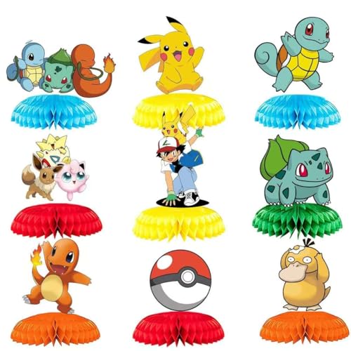 anime Birthday Party Supplies  9Pcs Honeycomb Centerpieces for Toy animen Decorations Double Sided Table Decorations Centerpieces Party.