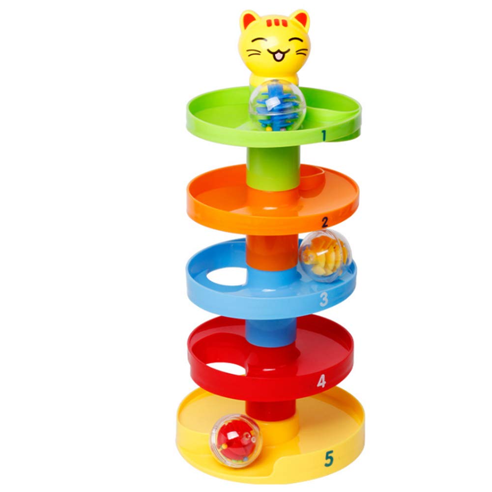 LFOEwpp7 Ball Drop Tower, 5 Layer Roll Swirling Tower Toddler Baby Development Educational Toy, Children Fun Learning at Home School Christmas Birthday Gift