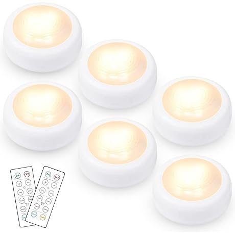 Puck Lights with Remote, Battery Powered Warm White