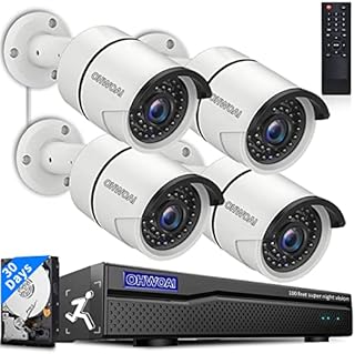 [100 ft Super Night Vision & AI Human Detection] Outdoor POE Security Camera System, Wired Surveillance Video Camera System, 5MP 8-Channel POE NVR, 4pcs 5.0MP 1920P POE Cameras, Audio,IP67 Waterproof
