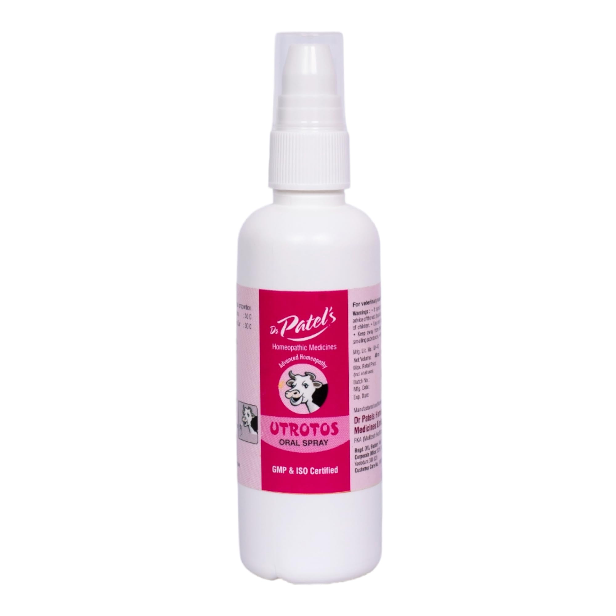 DR PATELS HOMEOPATHIC MEDICINES Utrotos Veterinary Spray For Unique Uterine Solution|Helpful In Retained Placenta,Easy Parturition,Hormonal Regulator,Anti Metritis And Pyometra -100 Ml