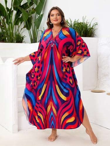 Image of Kaftan Dress for Women - Plus Size Caftan Maxi Beach Dress Moo Moos Loungewear, Swimsuit Cover Up for Beach, Pool or Vacation
