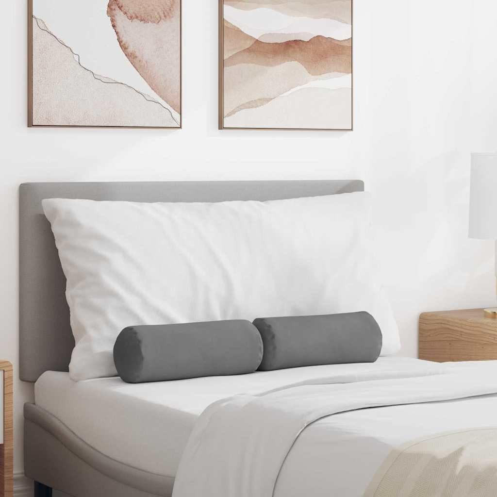 Juego de 2 cojines Bolster gris oscuro 15 x 15 x 40 cm microfibra con cremallera Diseño moderno para sofá, cama, oficina en casa