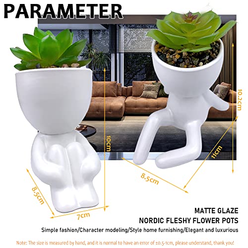 ODIWEN 2 PCS Mini Fake Succulents Mini Artificial Succulent Desk Plant in Pots - Image 2