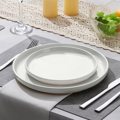 Image of LIANYU 4Pcs Dinner Plates Set, 7.75'' Small and Round Stoneware Salad Plate, Porcelain Dishes Set for Kitchen Dining Dessert, Steak, Oven, Microwave & Dishwasher Safe, Scratch Resistant, Fog Green