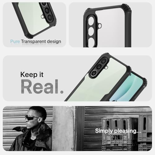 Image of Pikkme Back Cover for Samsung Galaxy M56 5G | Ultra Hyrbid | Full Camera Protection | Raised Edge | Crystal Clear Transparent Bumper Case (Black)