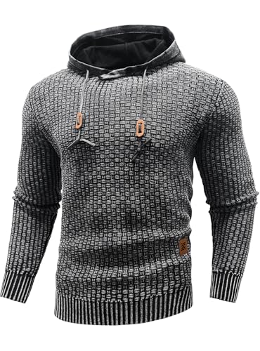 Zaitun Mens Acid Wash Cotton Hoodies Pullover Sweatshirt Long Sleeve Waffle Hoodies Streetwear