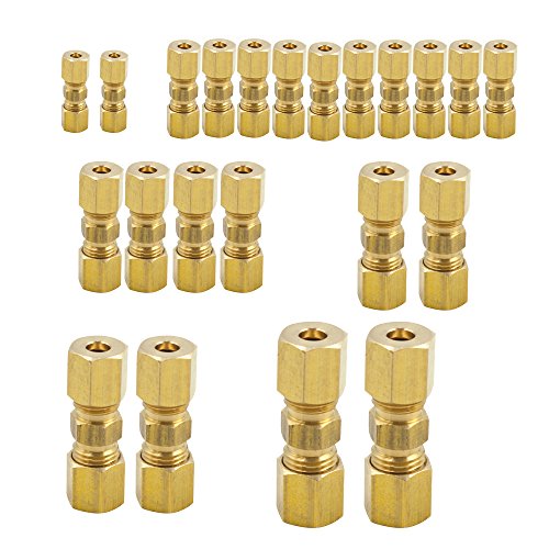 Legines Brass Compression Tube Fitting, Comp Union Coupling Assortment Kit 1/8" cover