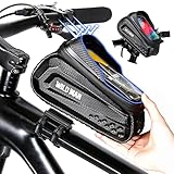 FAIREACH Rahmentasche Fahrrad Wasserdicht, Großvolumige Fahrradtasche Rahmen, Touchscreen Lenkertasche Oberrohrtasche Fahrrad mit Schnellverschluss und Sonnenblende für Smartphones 5,5 - 6,8 Zoll