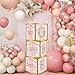 DataMoon 1st Birthday Decorations Boxes for Baby Girl - 3PCS Pink Rose Gold Onederful First Birthday Balloons Boxes, One Year Old Happy Birth Party Theme Cardboard Box for Cake Smash Photo Props