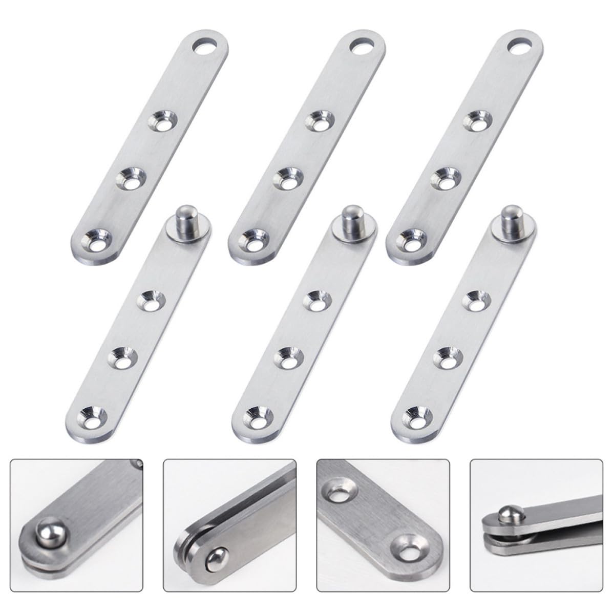 Bisagra de Acero Inoxidable para Muebles, 6 Unidades, Rotación 360°