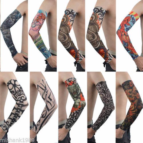 10 Pack Of High Quality Fun And Funky Nylson Stretch Cloth Fancy Dress Costume Fake Arm Art Tattoo Sleeves