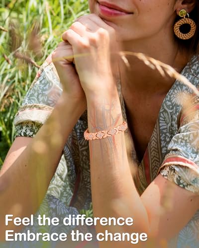 Feraco Pure Copper Bracelets for Women, 5X Ultra Strength Magnetic Bracelet with 5000 Gauss Neodymium Magnets & Upgraded Butterfly Clasp, Adjustable Jewelry Gift - Image 5