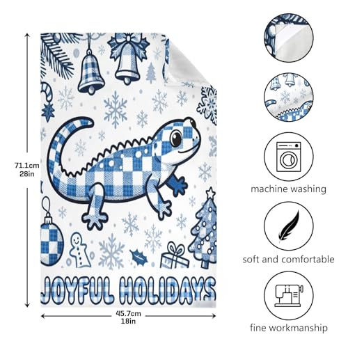 Paños de cocina ideales para regalo de Navidad, juego New Home de 6 toallas con salamandra azul 4