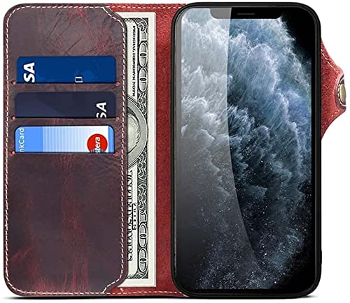 Funda tipo cartera iPhone 13 con tapa protectora tarjetero y pulsera roja 2