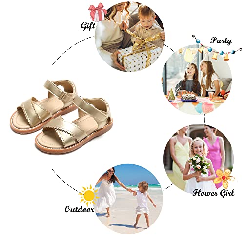Image of Felix & Flora Toddler Girl Sandals -Flower Girl Dress Shoes Open Toe Little Kid Flats