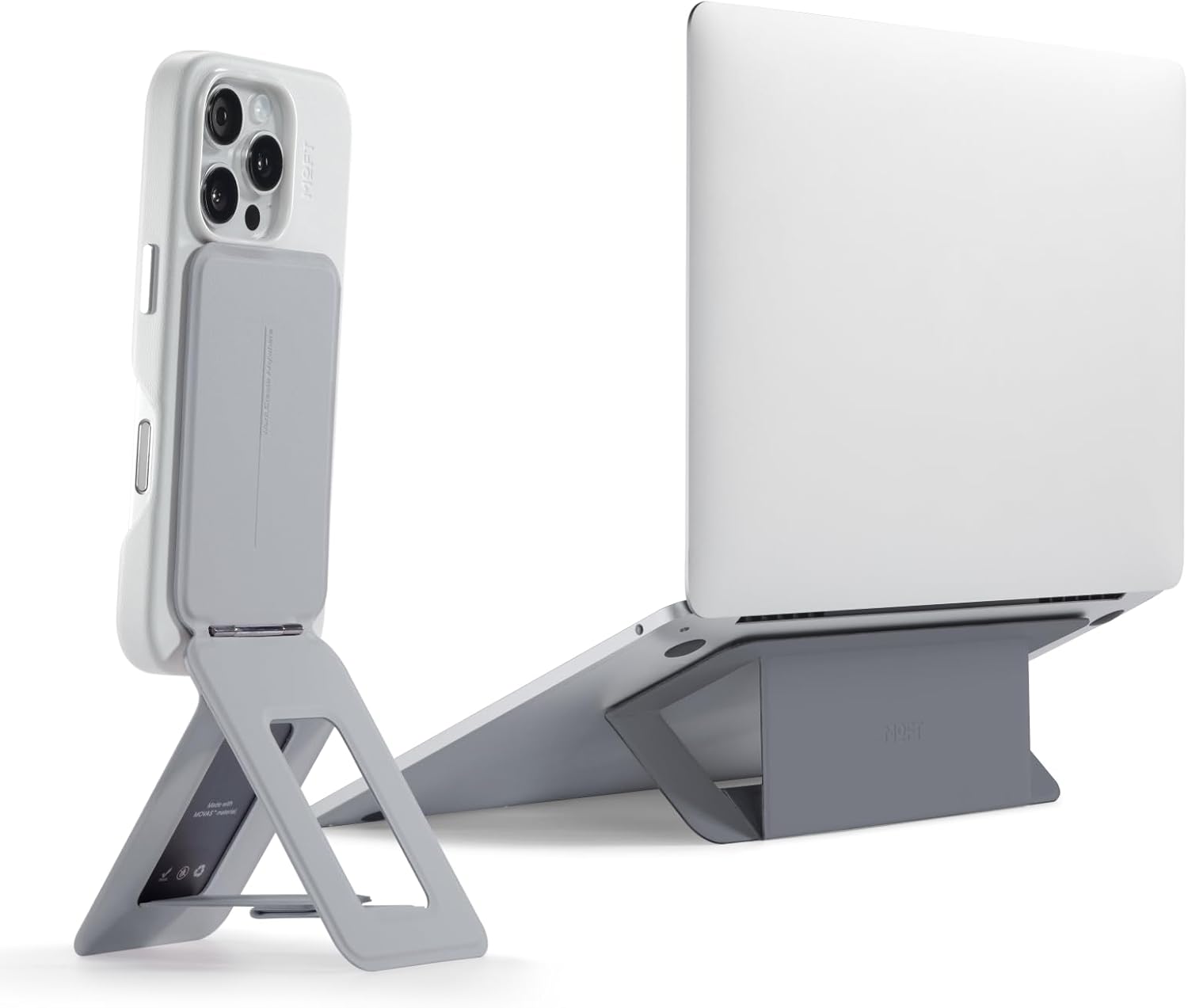 MOFT Adhesive Airflow Laptop Stand Cool Grey & Phone Tripod Stand Cement