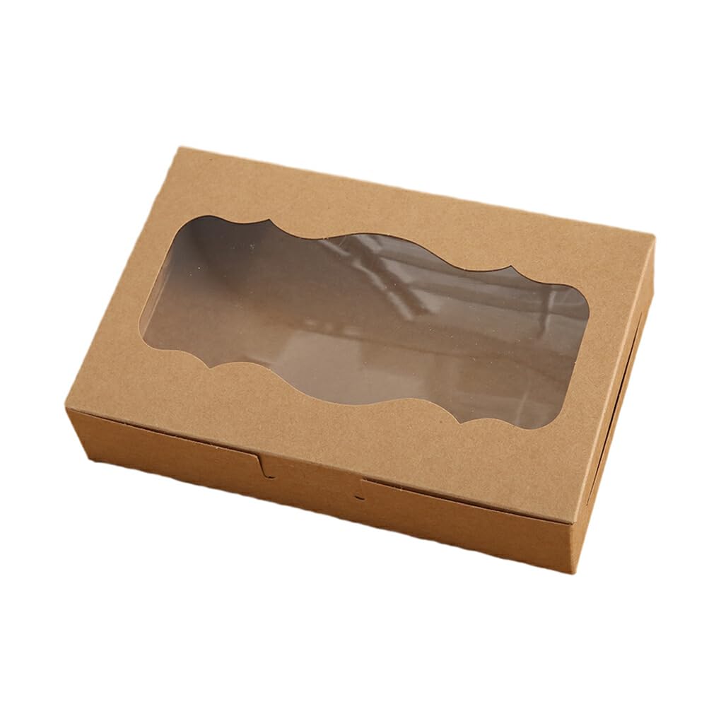 QOKLIYUI Scatola per Biscotti Economica ed Ecologica per Tutte Le Occasioni Confezione di Torte di Carta Scatola per Cupcake Scatola da Forno Facile igienica, Kraft da 10 * 6 * 2 Pollici