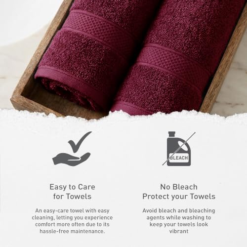 Image of MYTRIDENT Hand Towel | Urban Comfort | Quick Drying | Travel Friendly | for Men /Women | 2 Pc Hand Towel (40 cm x 60 cm) | 100% Cotton 450 GSM - Wine Red