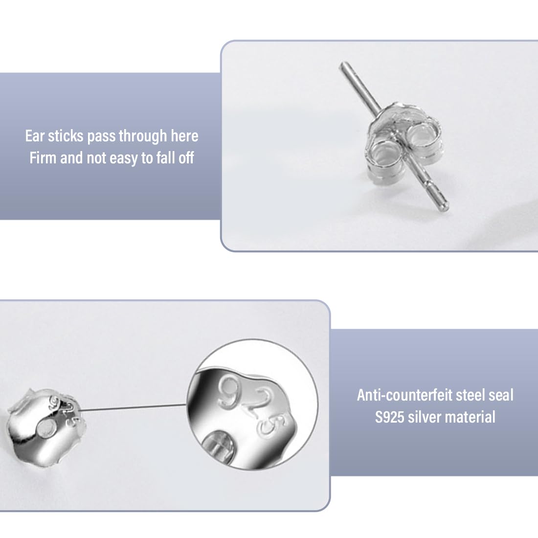 Argento Sterling 925 Chiusure a Farfalla per Orecchini, 12 Pezzi /6 Paia, Clip Sicuri per Gioielli