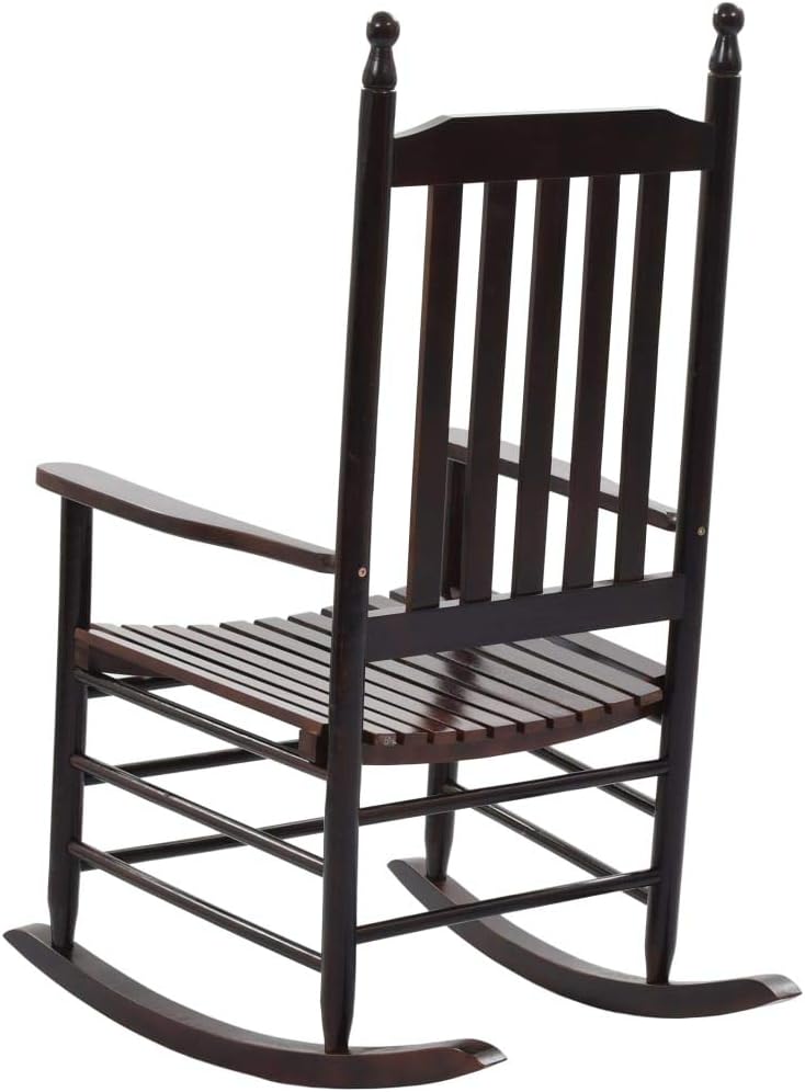 SKM Rocking Chair with Curved Seat Brown Poplar Wood