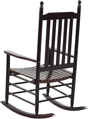 Miniatura 5 de Mecedora con asiento curvo sillas de patio de madera de álamo marrón. Sillas de balcón al aire libre Sillas para Comedor para playa, picnic, sala de