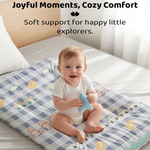 Image of StarAndDaisy Newborn Baby Bedding Nest Cushioned Mattress Sheet with 2 Side Bolster Pillows & 1 Head Pillow Breathable & Soft Boys & Girl Design.