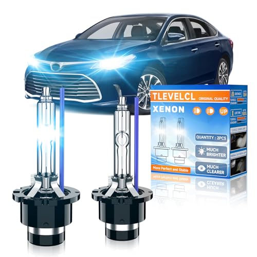 TLEVELCL Fit for Toyota 2008-2016 Avalon 2011-2017 Sienna 2009-2016 Venza D4S HID Xenon Headlight Bulbs, Upgraded High Low Beam Brighter 35W Bi-Xenon Light Bulb Replace, 8000K White Blue, Pack of 2 by TLEVELCL - Used condition - US$18.01