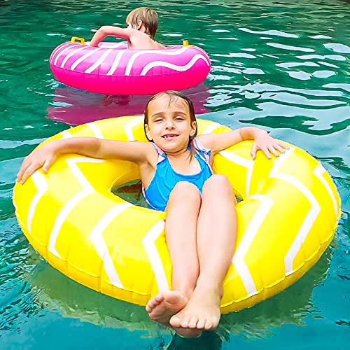 Big Summer Inflatable Swimming Ring For Children & Adults, Blow Up Swim Tube For Teens Age 8+ (Yellow) #TOP2