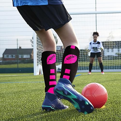 Breast Cancer Awareness Football Socks Athletic Thigh High Socks Pink Socks Breast Cancer Over the Calf Socks Softball Soccer Football Socks for Women Men Pink Breast Cancer Gifts for Women（M）3