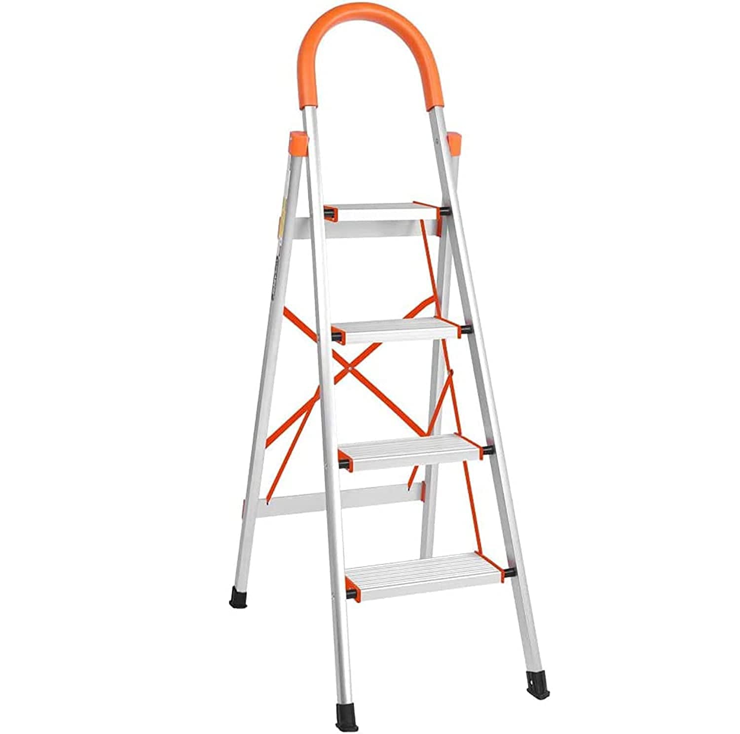 Step Ladder 4 steps Folding Ladders Aluminum Step Stool Anti-Slip with Lightweight Multi Purpose Portable Home Ladder Household (4 Steps)