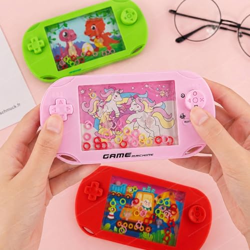 Image of SHAKTISM Classic Handheld Water Ring Toss Game for Kids & Adults Nostalgic Press Button Water Game Machine Portable Plastic Retro Ring Toss Toy Travel Fun Puzzle Toy for Children- 1Pc (Excavator Red)