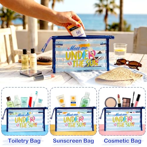 Image of COSHAYSOO Sunscreen Bag Clear Makeup Toiletry Pouch Beach Vacation Essentials for Women Teen Girls Trip Gifts Summer Pool Travel Must Have Accessories Waterproof Stuff