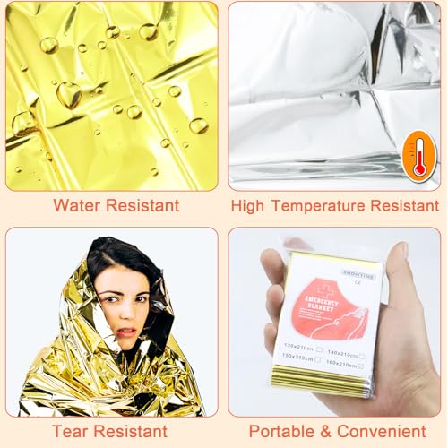 Image of 10 Pack Emergency Mylar Thermal Blankets - Gold&Silver 84 inchx52 inch Durable Space Blankets for First Aid, Survival, Camping, Hiking, Car Emergency Kit, Outdoor Camping Gear