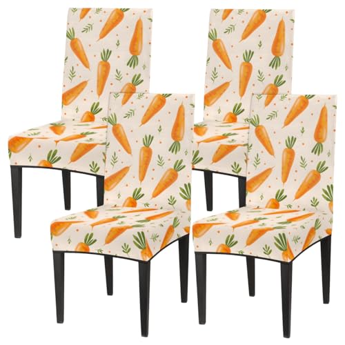 HMVFSZE Orange Carrots Chair Covers for Dining Room Set of