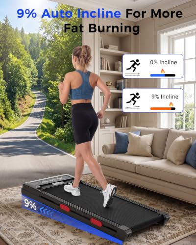 Image of Superun Walking Pad with 6% Incline, Under Desk Treadmill, 3 in 1 Portable Treadmills for Home with Remote Control LED Display, 2.5 HP Quiet Mini Treadmill for Office Home Use, 300 Lbs Capacity